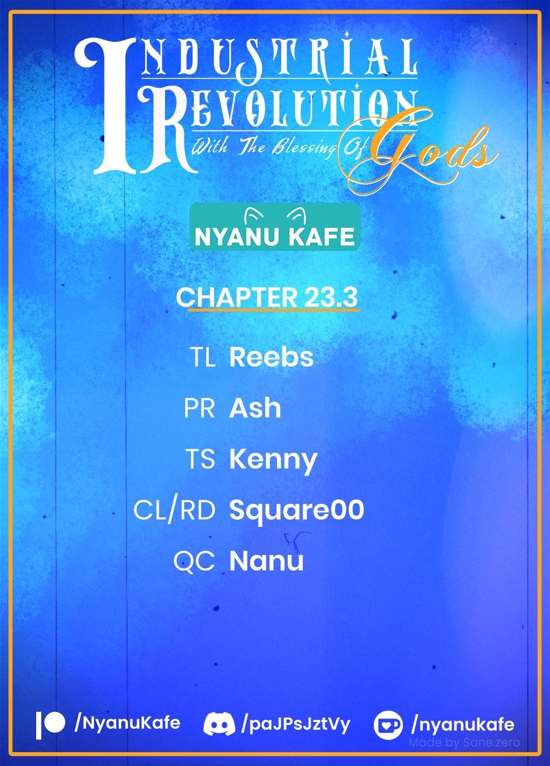 Revolution in production with the blessings of the gods – While living a leisurely, slow life in a corner of another world, somehow a diverse group of people gathered to form the strongest nation… Chapter 23.3 - Page 1