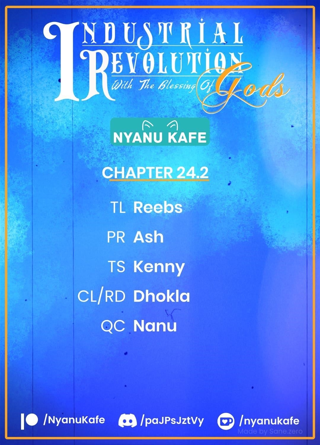 Revolution in production with the blessings of the gods – While living a leisurely, slow life in a corner of another world, somehow a diverse group of people gathered to form the strongest nation… Chapter 24.2 - Page 1