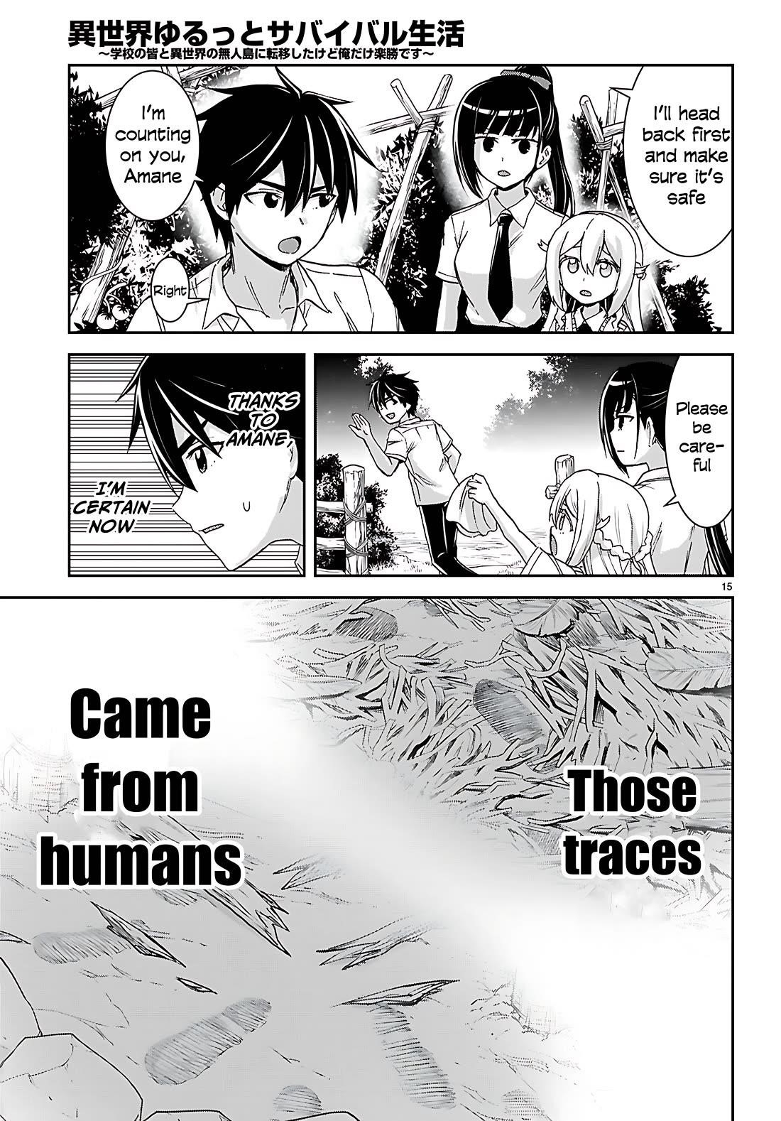 Isekai Yurutto Survival Seikatsu: Gakkou No Minna To Isekai No Mujintou Ni Tenishitakedo Ore Dake Rakushou Desu Chapter 40 - Page 15