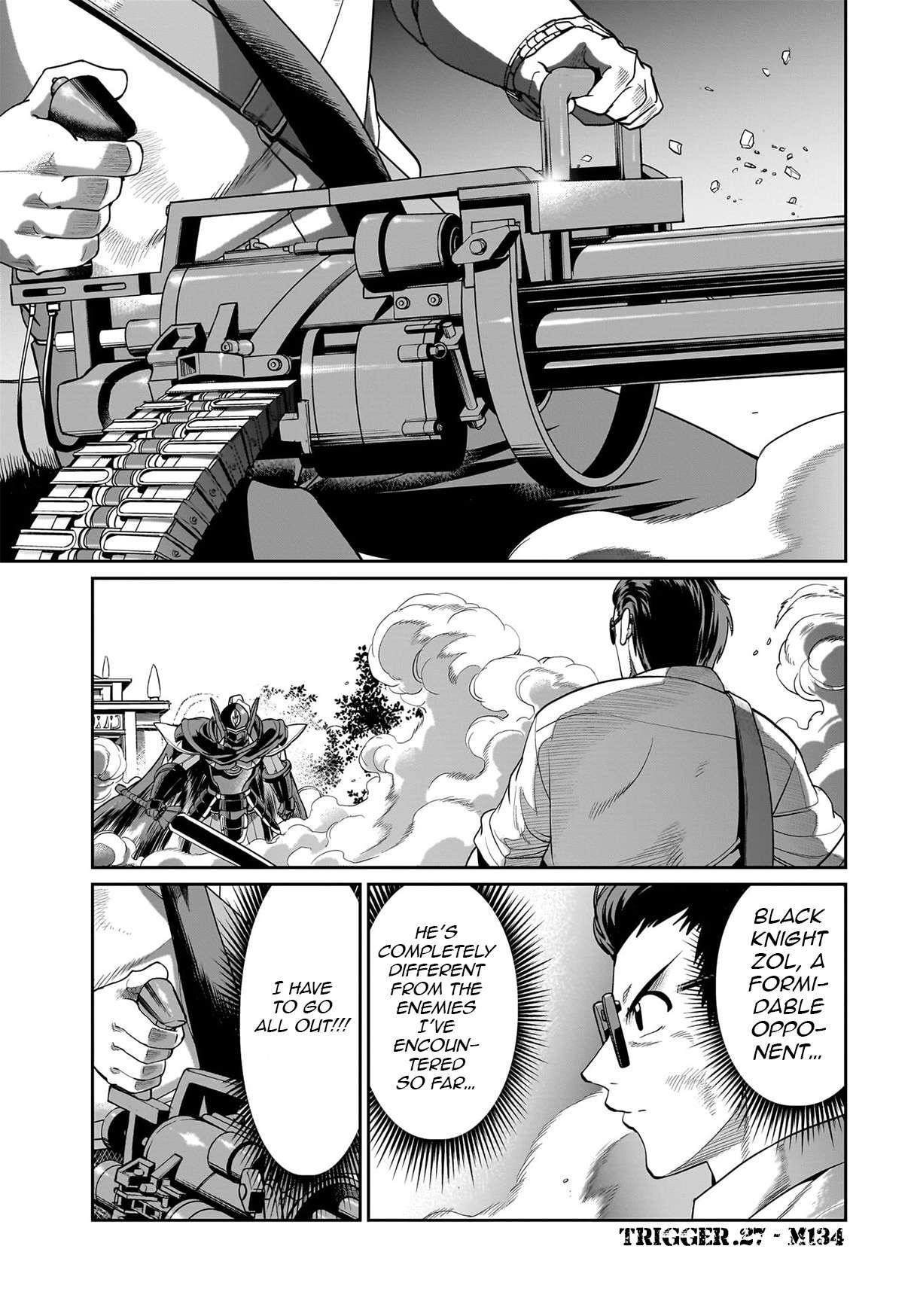 The gunner’s life of a middle-aged man summoned to another world and armed with a rifle: an airsoft addicted salaryman returns to the alternative world after work Chapter 27 - Page 1