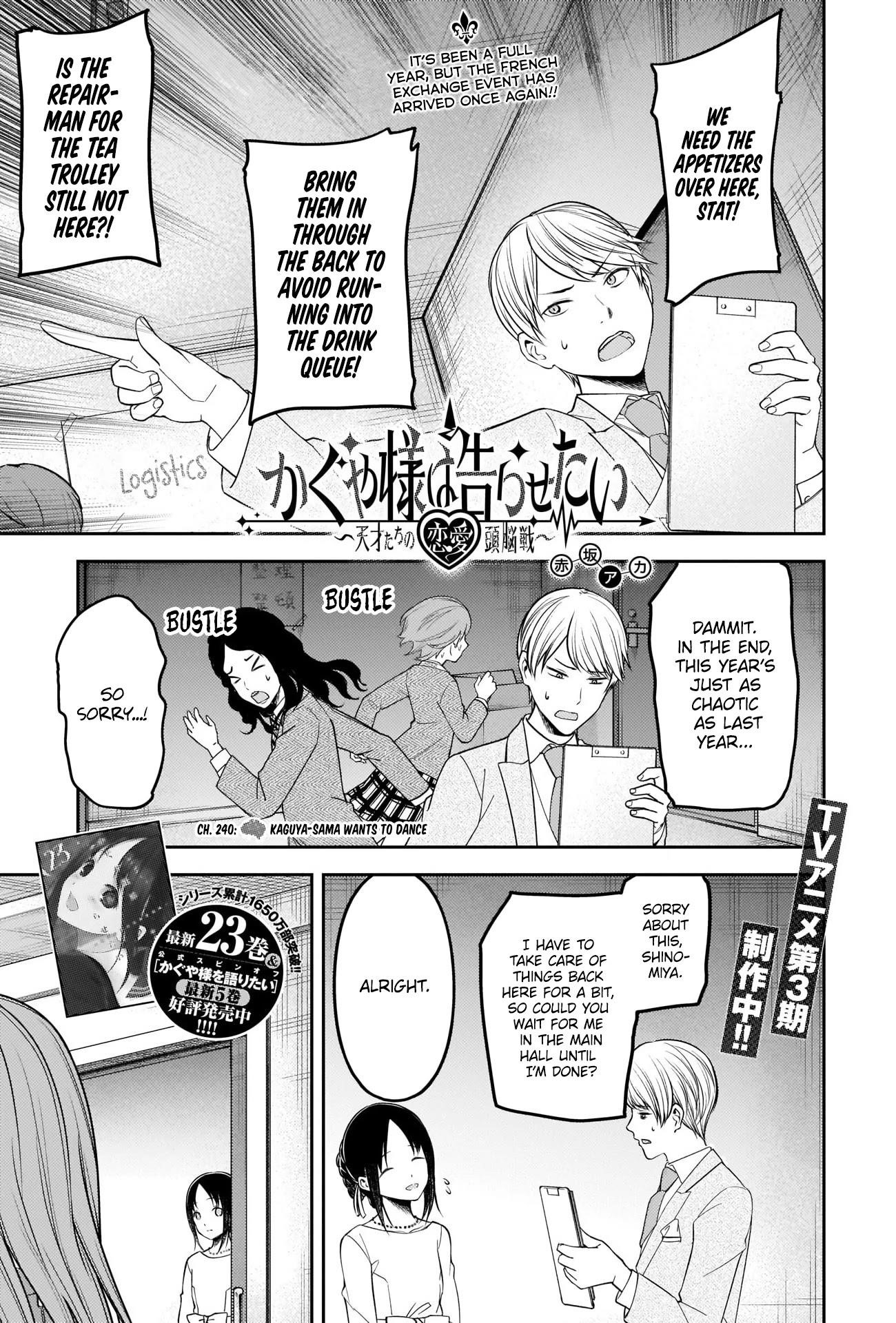 Kaguya-sama wa Kokurasetai: Tensai-tachi no Renai Zunousen Chapter 240 - Page 1