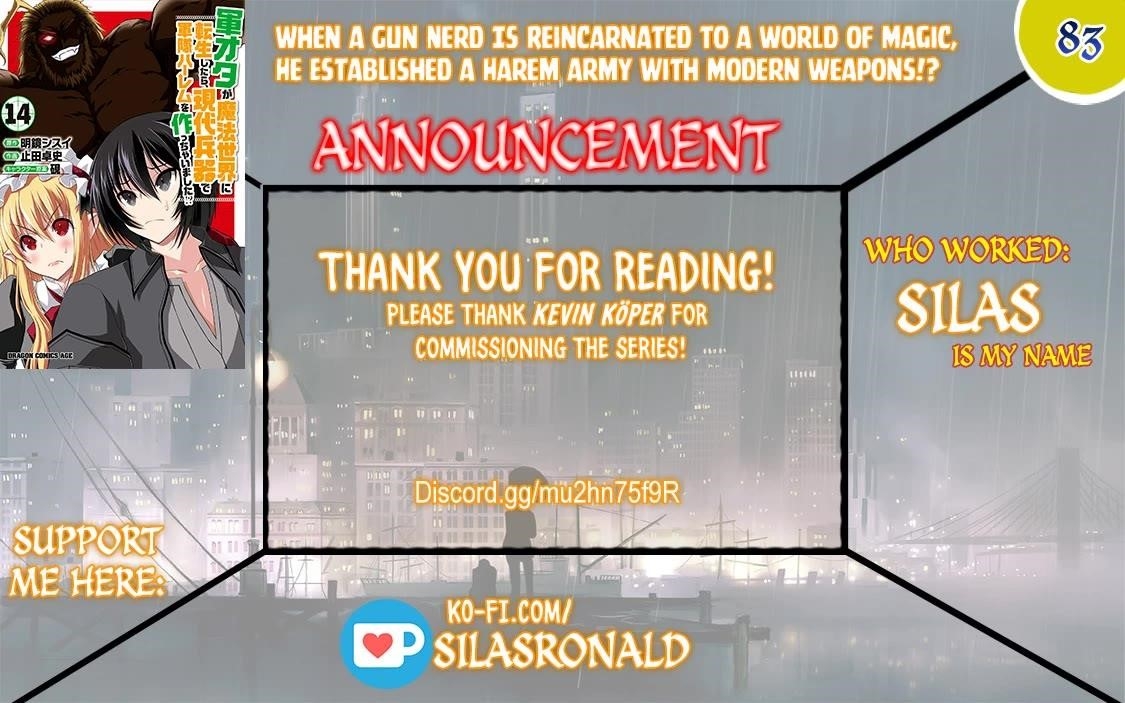 Gunota Ga Mahou Sekai Ni Tensei Shitara, Gendai Heiki De Guntai Harem O Tsukucchaimashita!? Chapter 83 - Page 1