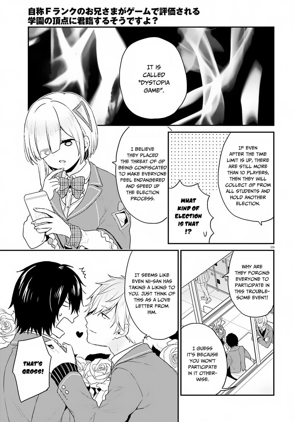 Dear Self-styled F rank bro’ says, he’s gonna rule a game-oriented school. Chapter 14 - Page 10