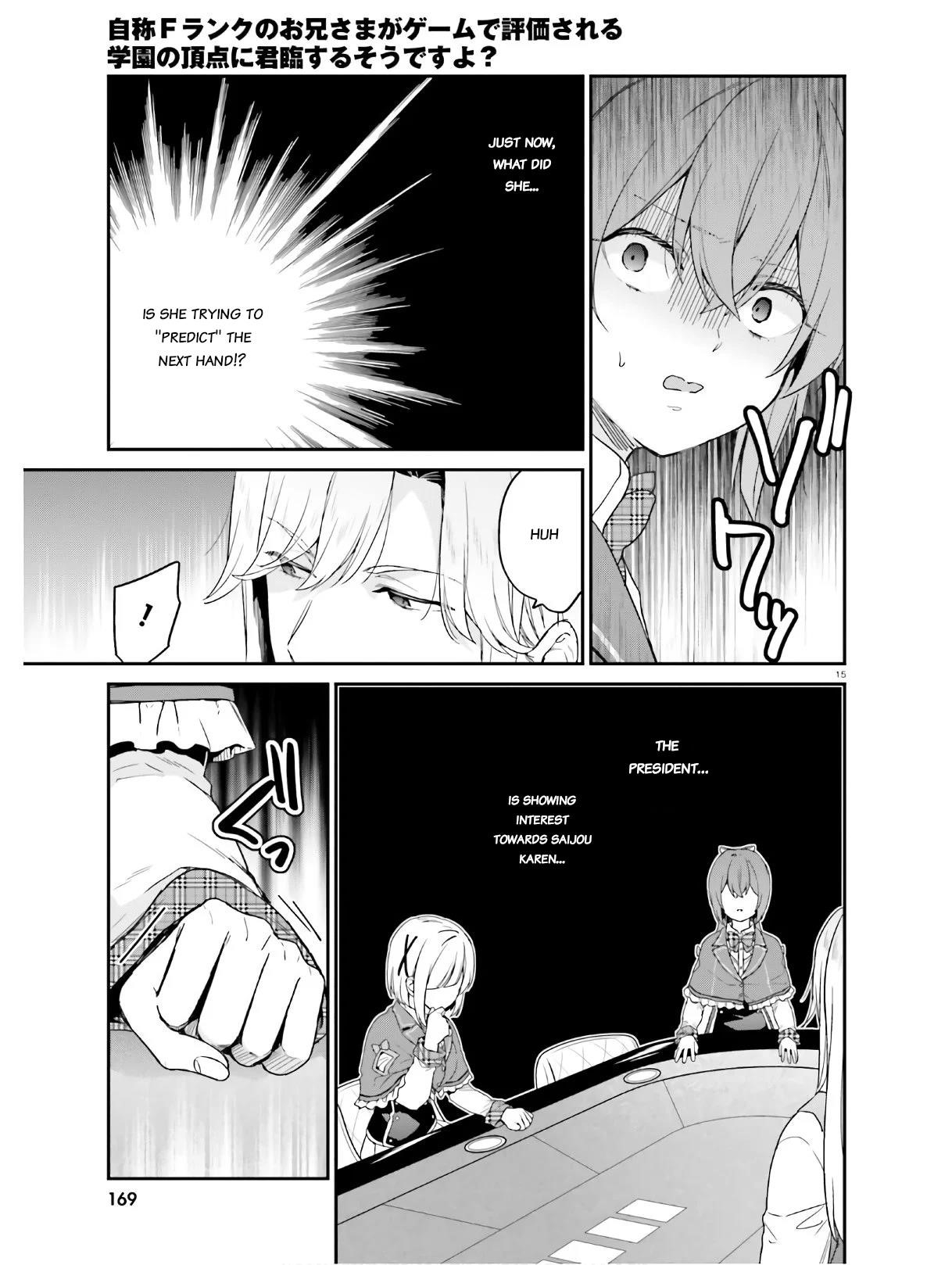 Dear Self-styled F rank bro’ says, he’s gonna rule a game-oriented school. Chapter 22 - Page 15