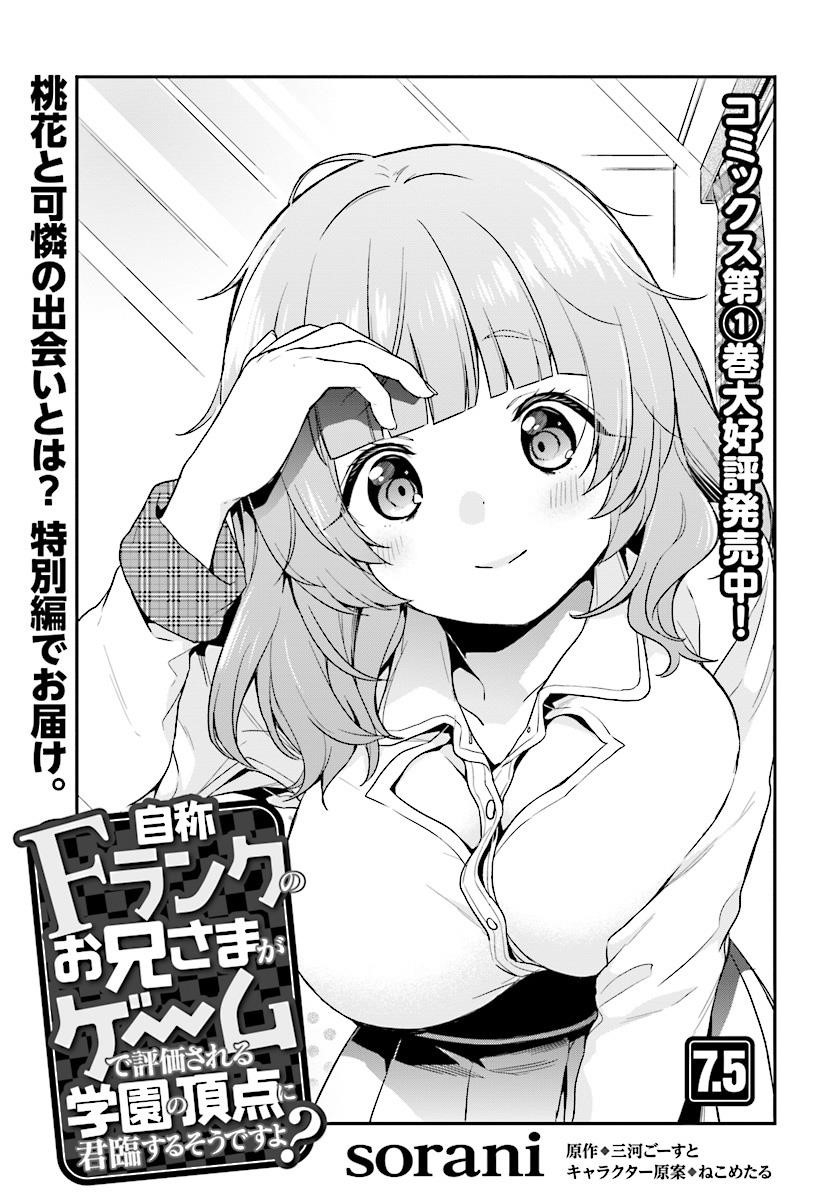 Dear Self-styled F rank bro’ says, he’s gonna rule a game-oriented school. Chapter 7.5 - Page 1