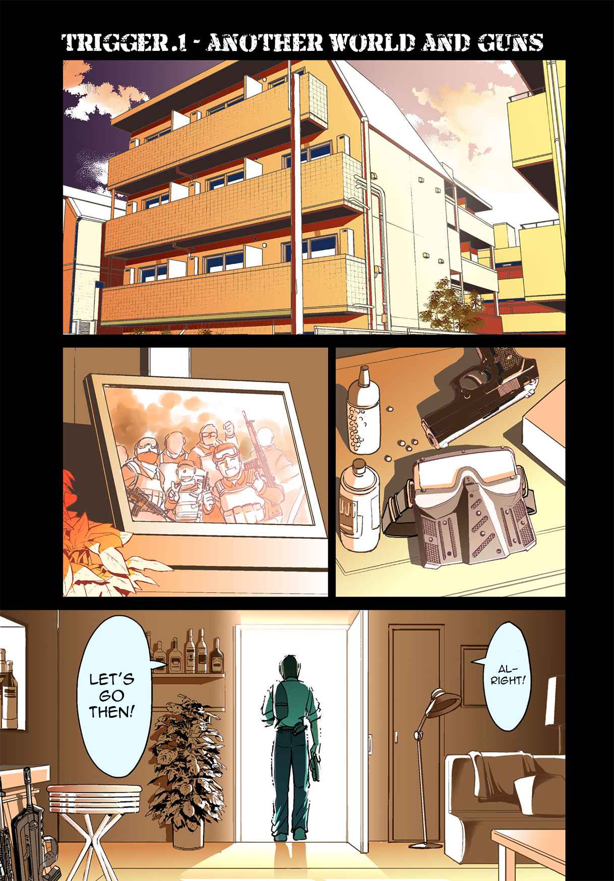 The gunner’s life of a middle-aged man summoned to another world and armed with a rifle: an airsoft addicted salaryman returns to the alternative world after work Chapter 1 - Page 1