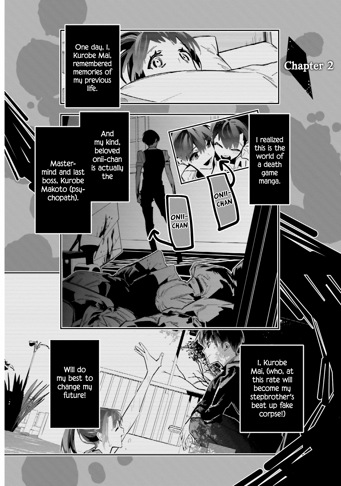 I Reincarnated as the Little Sister of a Death Game Manga’s Murder Mastermind and Failed Chapter 2 - Page 1